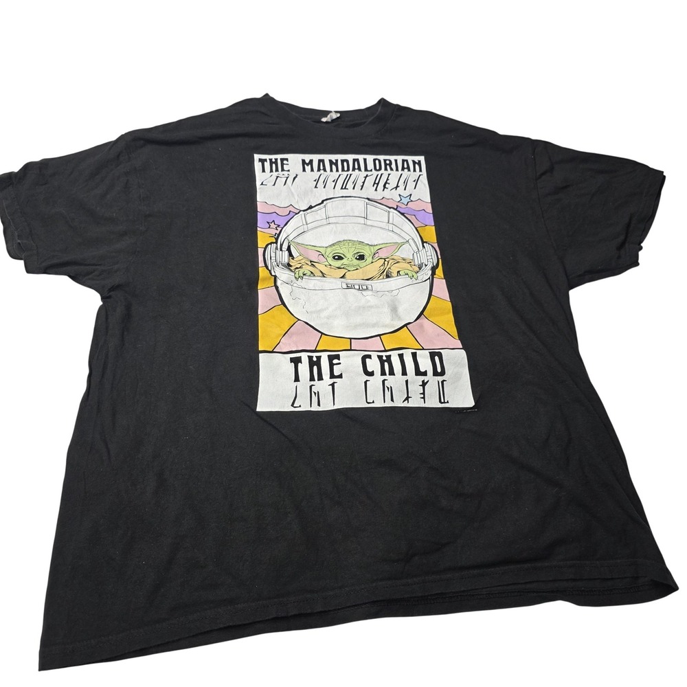 Star Wars Mandalorian The Child Shirt Mens 2XL Black Grogu Graphic Tee Disney